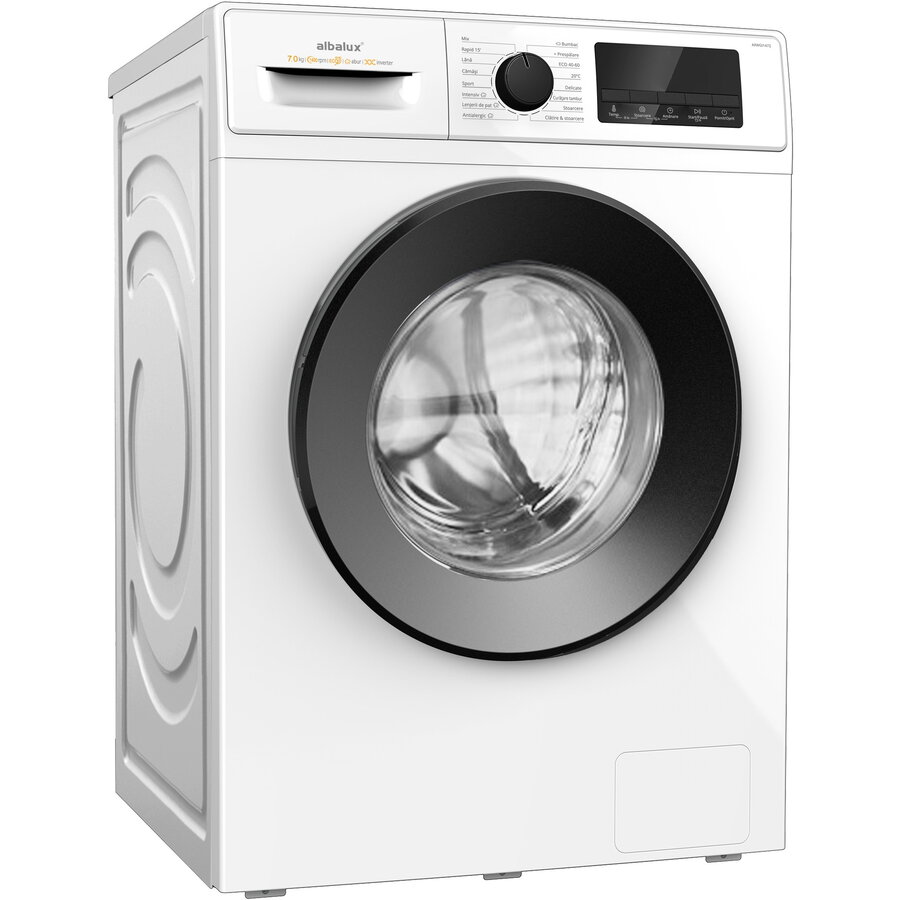Masina de Spalat Rufe Albalux AXWGI1482, 8 kg, 1400 rpm, Motor Inverter, Display LED, Clasa A, Alb
