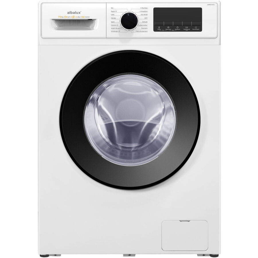 Masina de Spalat Rufe Albalux AXWGI1482, 8 kg, 1400 rpm, Motor Inverter, Display LED, Clasa A, Alb