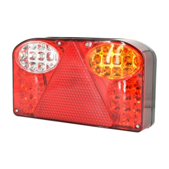 LED Utánfutó Lámpa 12-24V Jobb, Helyzetjelző, Fékező és Irányjelző Funkcióval, 23,5 x 13,5 cm