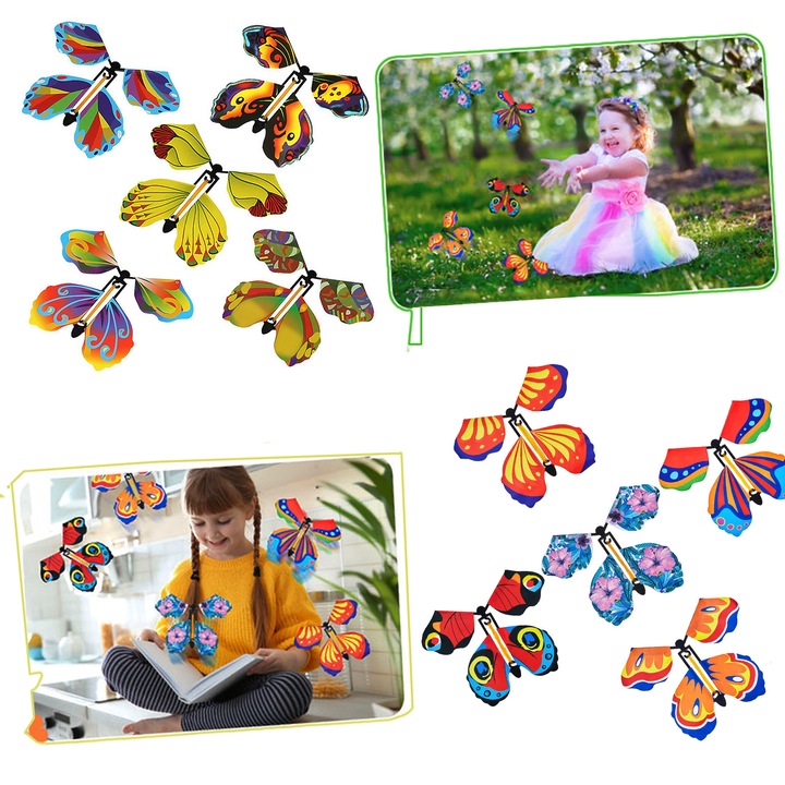 Set 10 fluturi zburatori, TREXORA, reutilizabili, multicolor, 3 ani