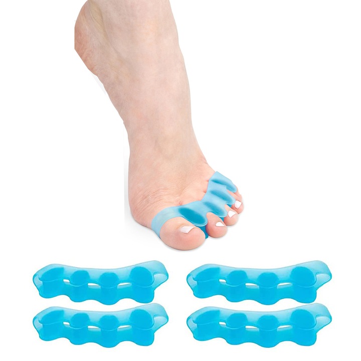 Set 4 Separatoare de Degete, TREXORA, protectie pentru bataturile, design ergonomic, albastru