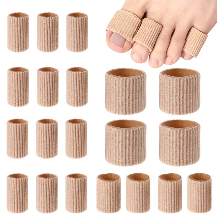 Set 20 protectii pentru degete si degete de la picioare, TREXORA, 3 dimensiuni, nude