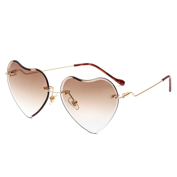 Слънчеви очила без рамка, във формата на сърце