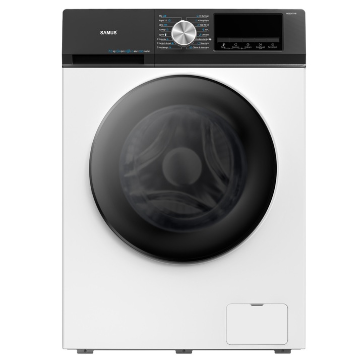 Masina de spalat rufe Samus WSEDI7148, 7 kg, Motor inverter, Display LED, 16 programe, 1400 rotatii, Clasa energetica A – 10%, Reincarcare cu rufe in timpul spalarii