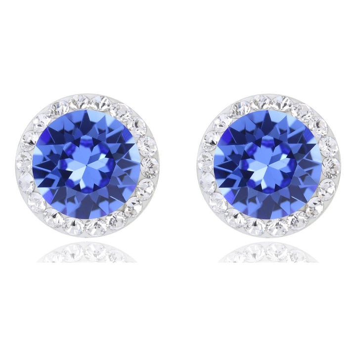 Cercei argint, 10mm, Sapphire, Crystal