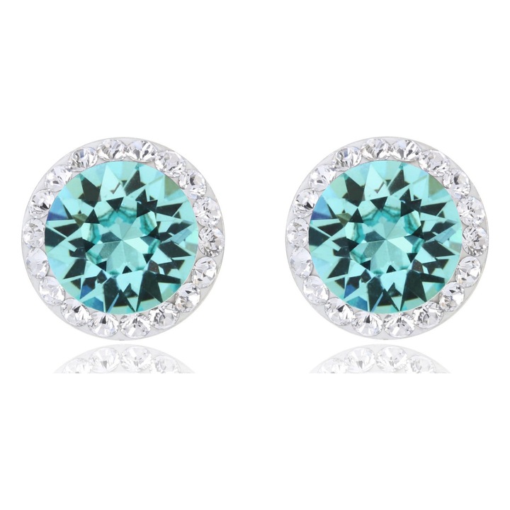 Cercei argint, 10mm, turcoaz deschis, set