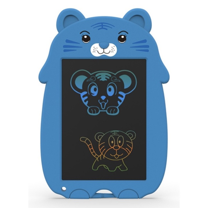 Tableta de scris pentru copii, display LCD de 9 inch, Creion inclus, Design dragalas de animalut, Buton de blocare si stergere, Albastru