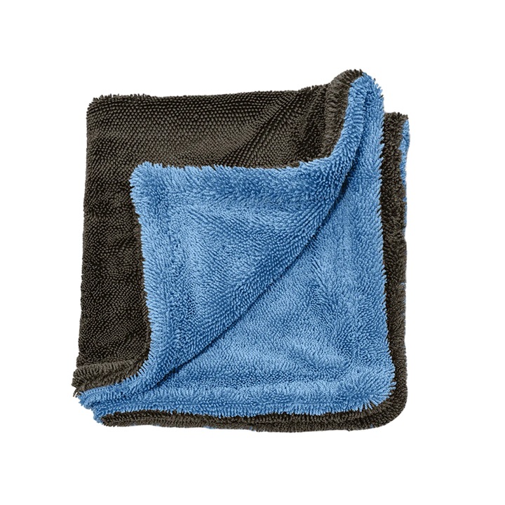 Prosop uscare auto din microfibra NEXTLY, pentru interior-exterior, ultra absorbant, uscare rapida, tehnologie Twisted Loop, material gros premium, 38x38cm, albastru-gri