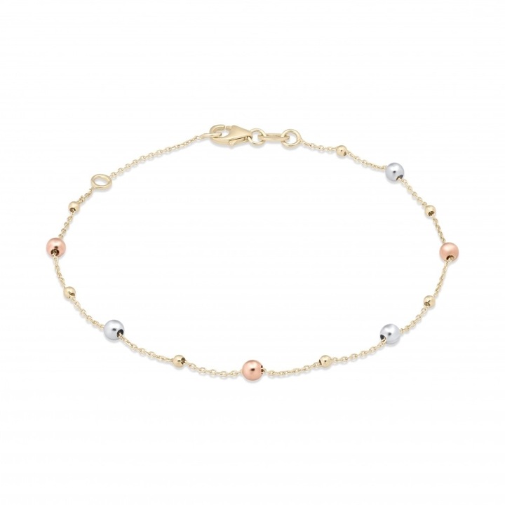 Bratara din Aur Galben, Alb, Roz de 18k cu Lant Diamantat, Ajustabila, Sandra Ferretti, 1.20g