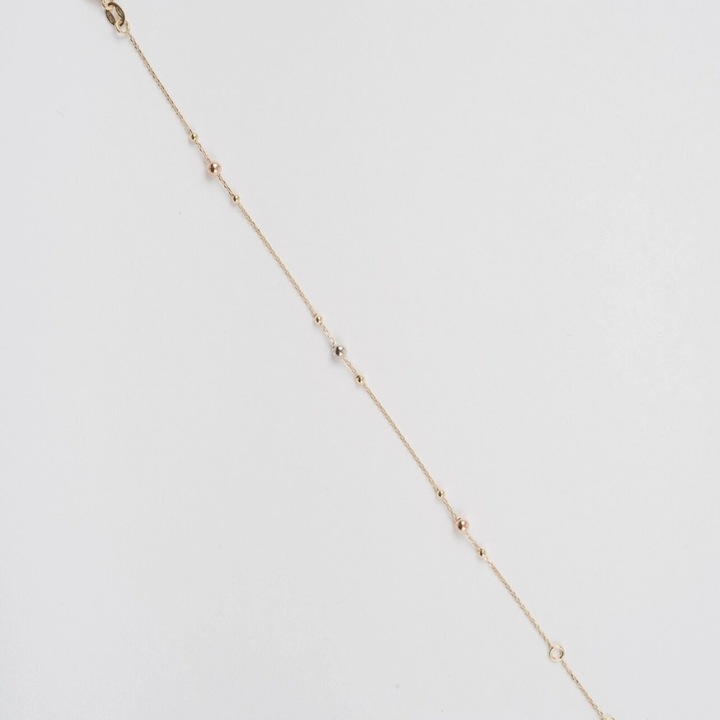 Bratara din Aur Galben, Alb, Roz de 18 k cu Bile si Lant Diamantat, Ajustabila, Sandra Ferretti, 1.07g