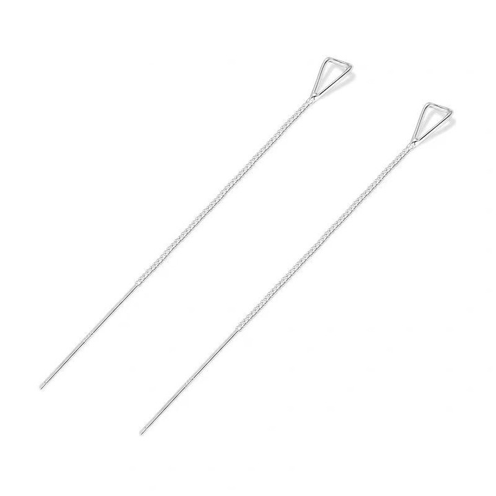 Cercei​​ din argint 925 lungi, cu lant, cercei eleganti dama, placat cu rodiu, 7.3 cm, argintiu