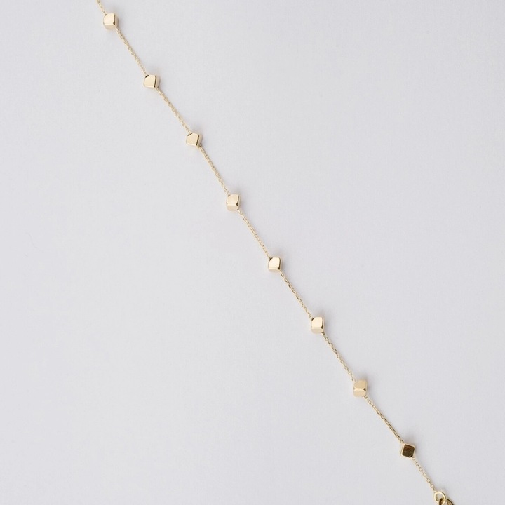 Bratara din Aur Galben, Alb, Roz de 18 k cu Cuburi Multicolore si Lant Diamantat, Ajustabila, Sandra Ferretti, 1.34g