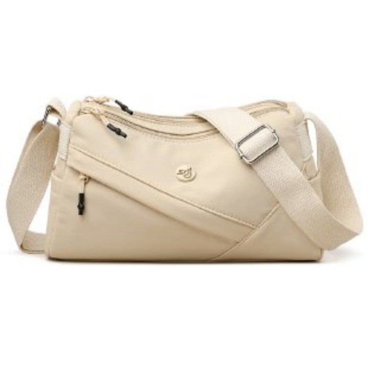 Tobbszinu, negyzet alaku nylon kis taska, Crossbody Nylon, Krémfehér, One-Size