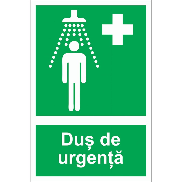 Set 2 indicatoare A5 - SSM – Dus de urgenta, 15x20 cm, autocolant PVC, exterior/interior