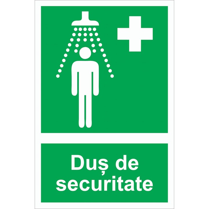 Set 2 indicatoare A4 - SSM – Dus de securitate, 20x30 cm, autocolant PVC, exterior/interior