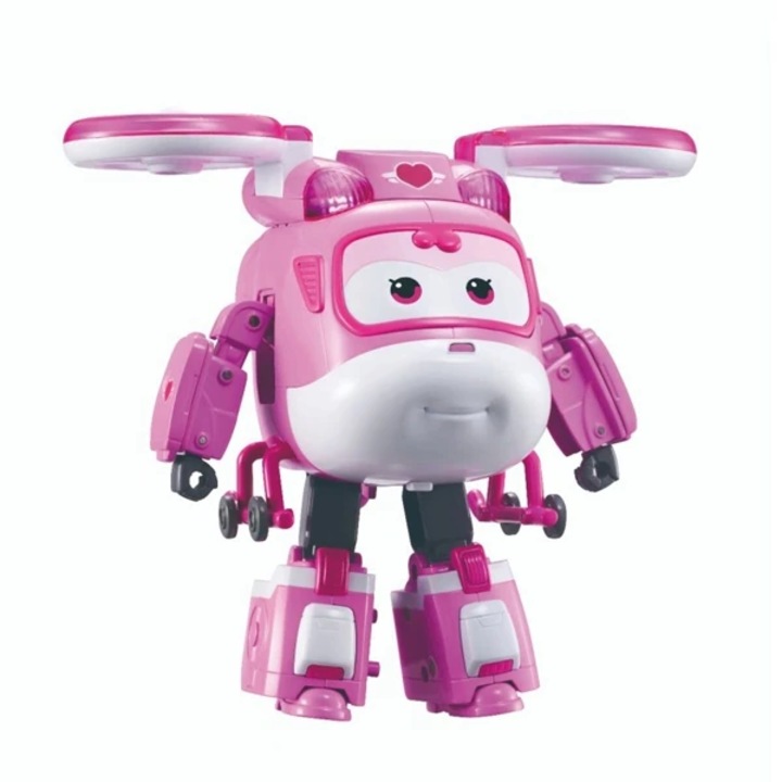 Avion transformabil, Super Wings, Dizzy, Cu Sunete si Lumini, 17Cm +1 Sticker
