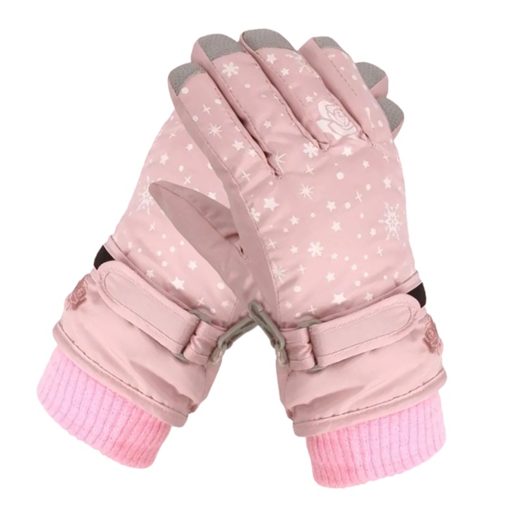 Manusi copii, Roz, One Size, Material hidrofug