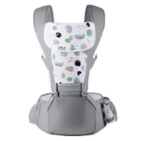 Marsupiu Ergonomic Bebelusi Infiniteea™, Port-bebe 0-36 Luni, 6 Pozitii Purtare, Scaunel Hipseat Detasabil, Suporta pana la 20 kg, Suport Lombar si Protectie Cap, Bumbac si Plasa 3D Respirabila, Reglabil, Buzunar Depozitare, Gri