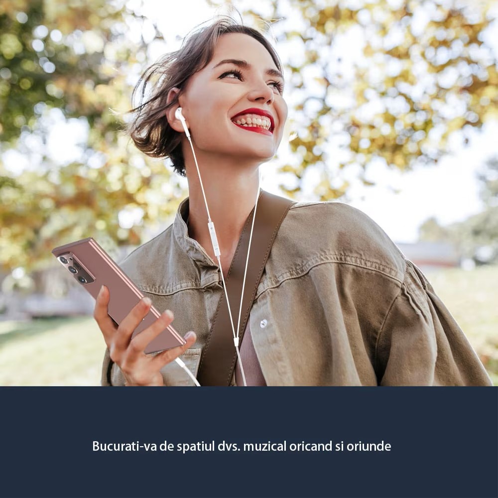 Casti In-Ear, GUIXUAN, cu Fir si Microfon, 3.5mm, bass puternic, microfon incorporabil, Design Ergonomic si Confortabil, Izolare Fonica, Control Integrat pentru Apeluri si Muzica, Alb