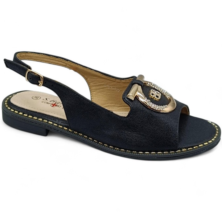 Sandale Dama Elegante Plate Reglabile Slip-On Negre S.barski, 36