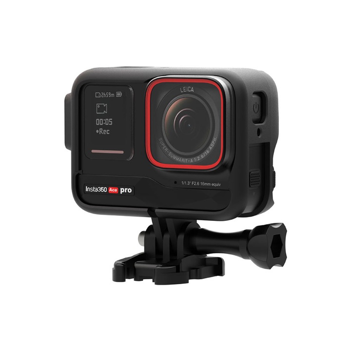 Sistem de Prindere si Carcasa (Rama Protectie) pentru insta360 Ace Pro, rezistenta la soc, impreuna cu prindere QR si Surub, Negru