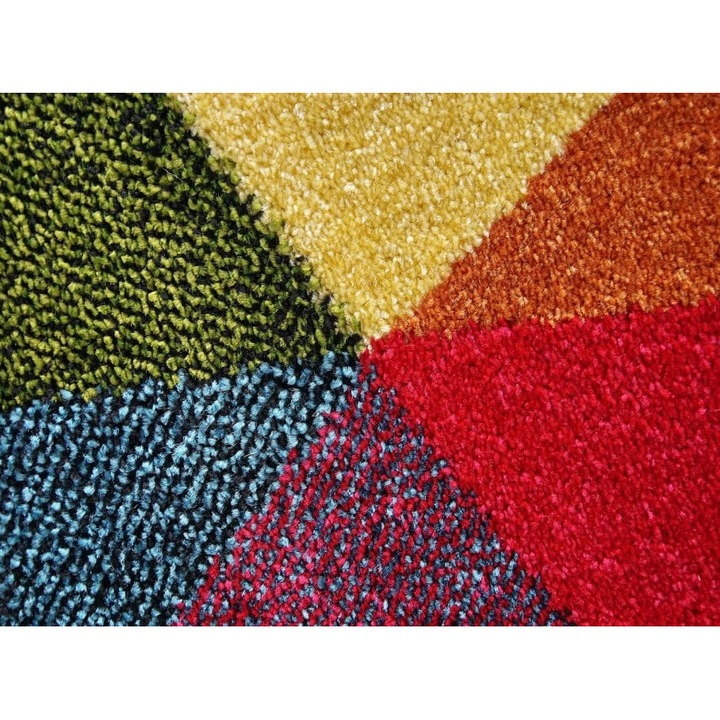 Covor Model Covorexpert Kolibri 11486-125, Méret 80 x 150 cm, Többszínű, Szálhossz 9 mm, Antiallergén, Polipropilén, Nappali, Hálószoba, Ebédlő, Iroda