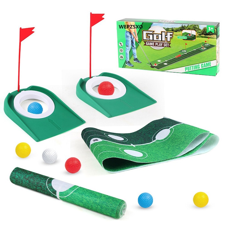 Set de golf pentru copii, WEPZSXO, mingi, crose si gauri, 13 piese, multicolor