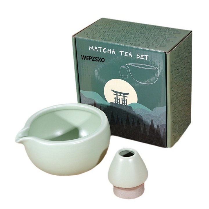 Set de ceai Matcha WEPZSXO, ceramica, verde