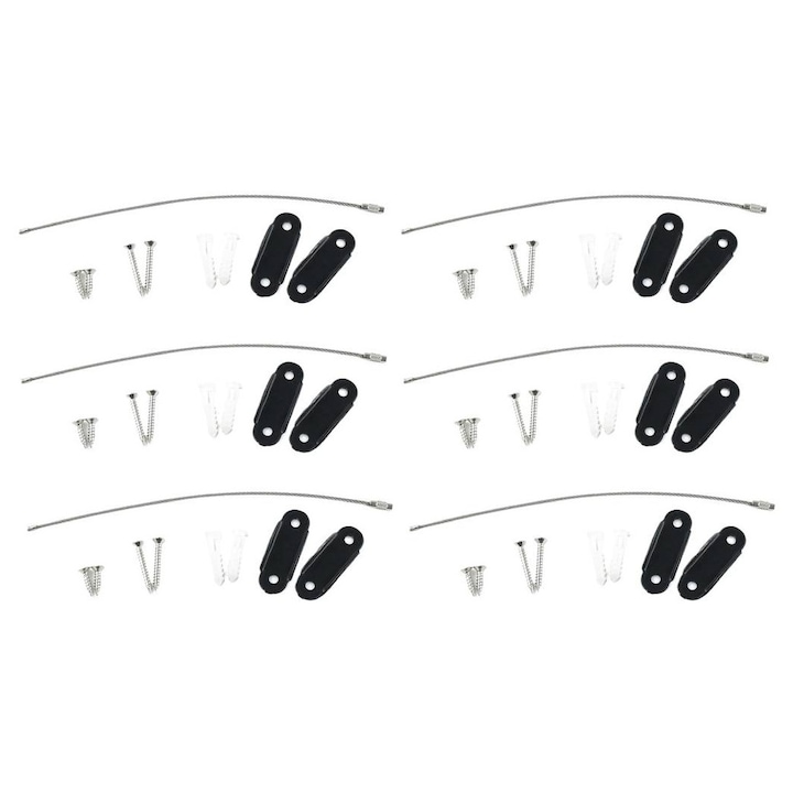 Pachet 6 kituri anti-rasturnare mobilier, protectie copii, protectie cutremur, Negru, Dispozitiv anti-rasturnare pentru dulapuri si dulapuri TV, Rezistenta la Cutremure, Instalare Rapida Versatila, Multifunctional