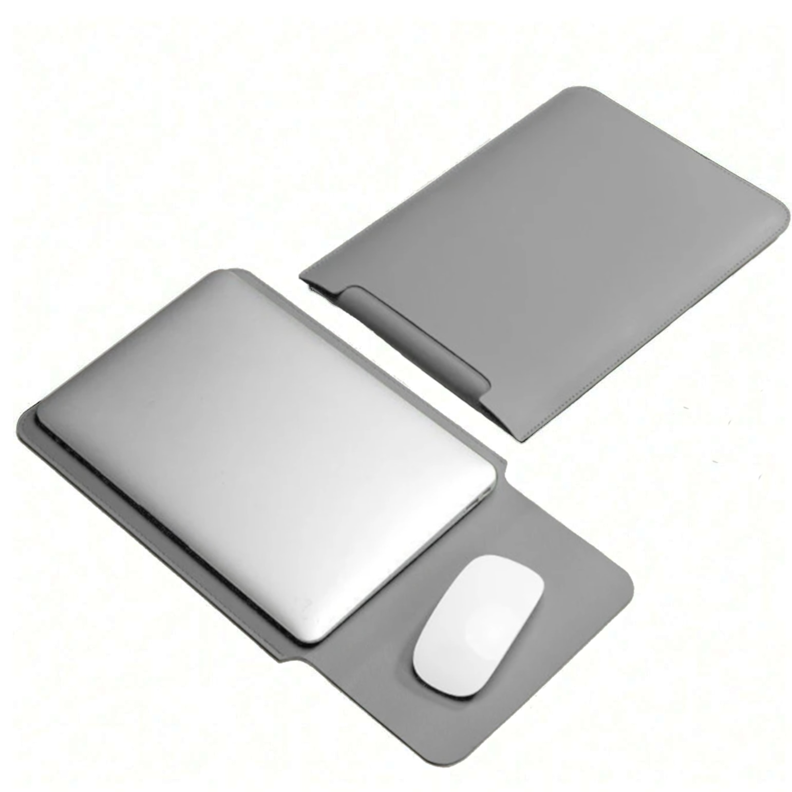 Husa pentru MacBook Pro/Air sau Laptop 13 Sleeve din piele PU premium cu mouse-pad inclus, rezistenta la apa, gri