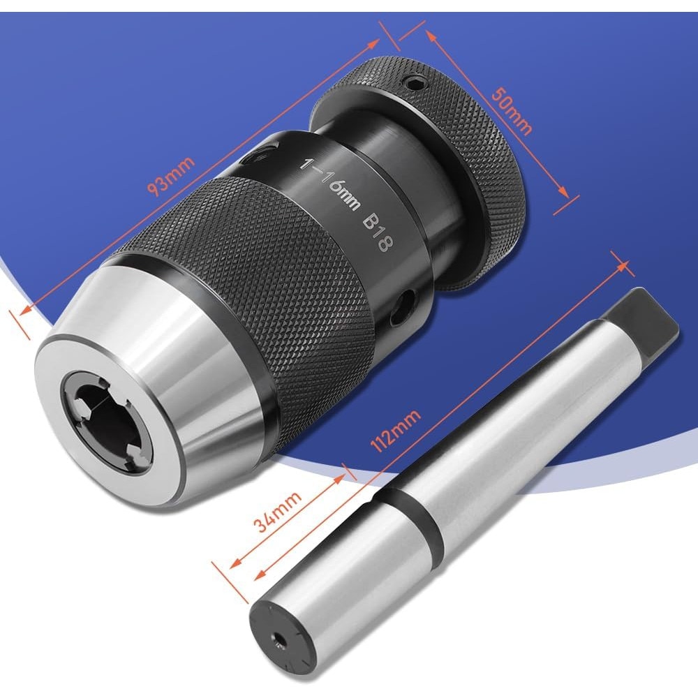 Mandrina automata cu con, 1-16 mm, B18, dorn con morse 2, CM2, MK2