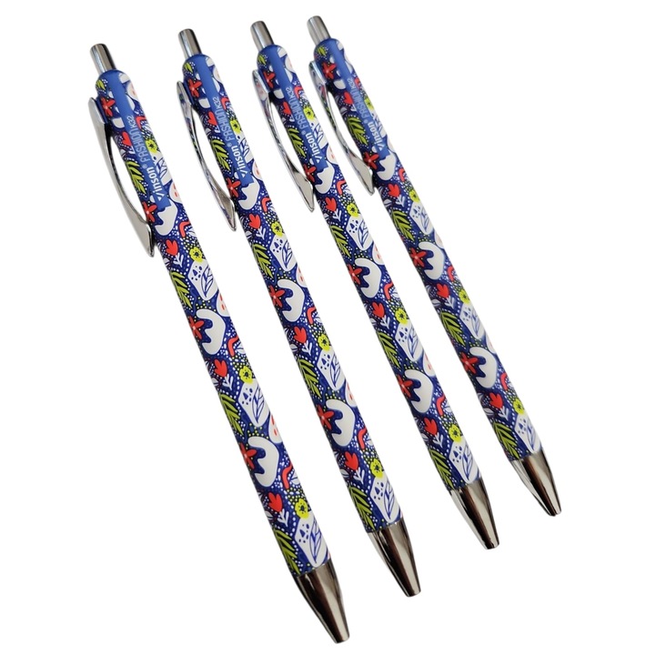 Set 4 pixuri Vinson OIL GEL, aspect metalic, 0.7mm grosime, SMOOTH WRITING