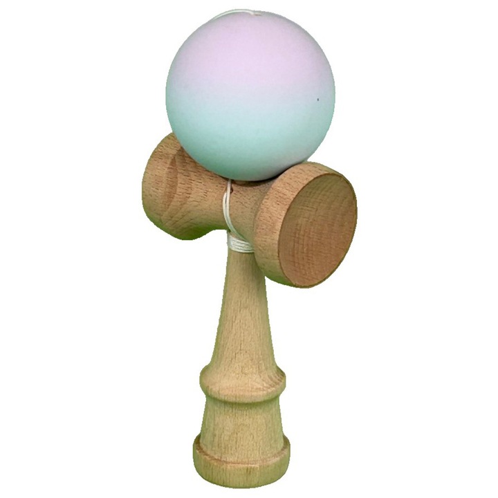 Професионална Кендама, Дървена, 18 см, Игра на умения за деца и възрастни, Пастелно тюркоазена