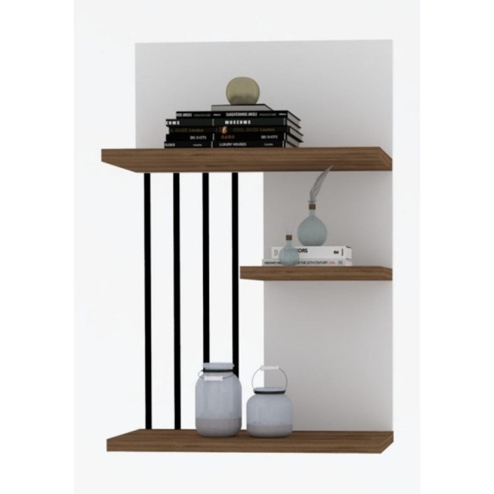 Fali Polcok, UnicUtil® Strong Hold Modell, 40x60x21 cm, Masszív Fehér Diófa Szerkezet, Könnyű Felszerelés, Stabil Tartás, Könyvekhez, Dekorációkhoz És Növényekhez, Modern Minimalista Stílus, Nappali, Hálószoba, Iroda, Fürdőszoba, Tartós Felületkezelés