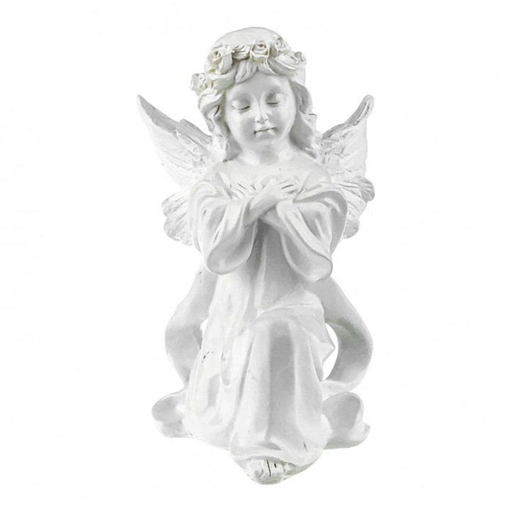 Összekulcsolt kezű gyantás angyal. Imádkozva 12X21 cm