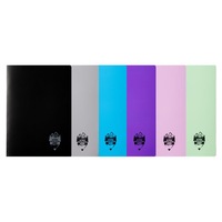 Set 6 caiete studentesti A4, liniatura Matematica, 60 de file, hartie 70g/mp, coperta din plastic negru, gri, albastru, mov, roz pal, vernil