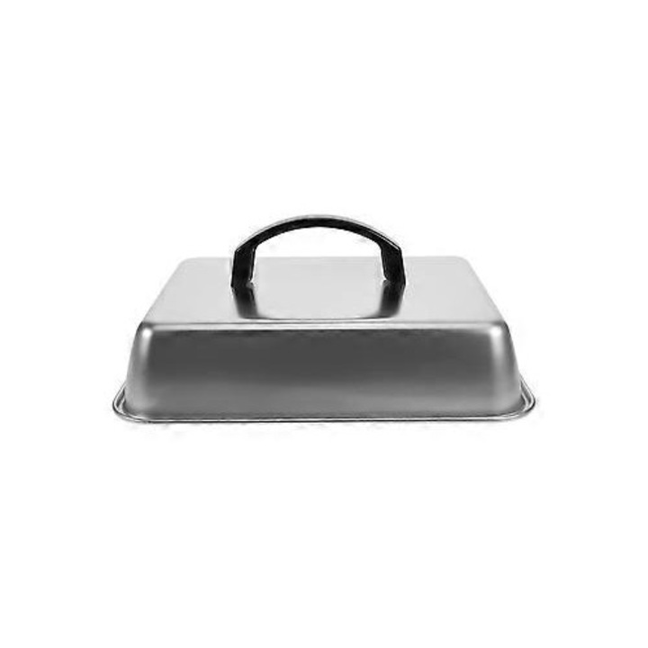 Téglalap alakú rozsdamentes acél grillsütő fedél, ezüst, 26,2x19,9x9,9 cm