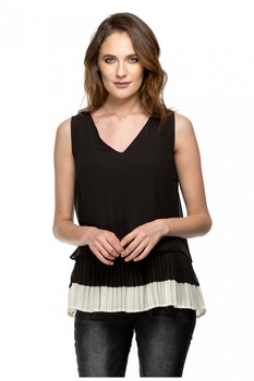 Top plisat negru /alb CuAnna Universal Top plisat negru /alb CuAnna Universal