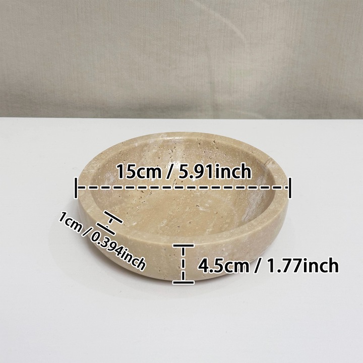 Bol decorativ din marmura naturala, design modern, 15 cm, alb