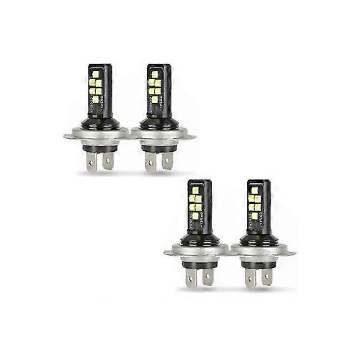 Set 4x Becuri LED H7 Faruri, 60000lm, 6000k, Alb Rece