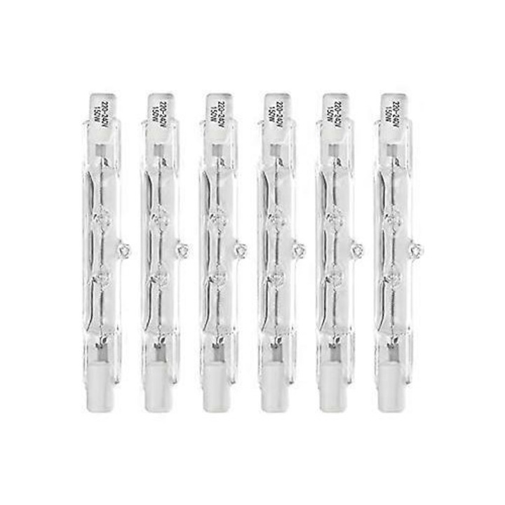 Set 6 becuri halogen 78mm 150W R7S, 220-240 Volti, tip J, pentru iluminat de lucru
