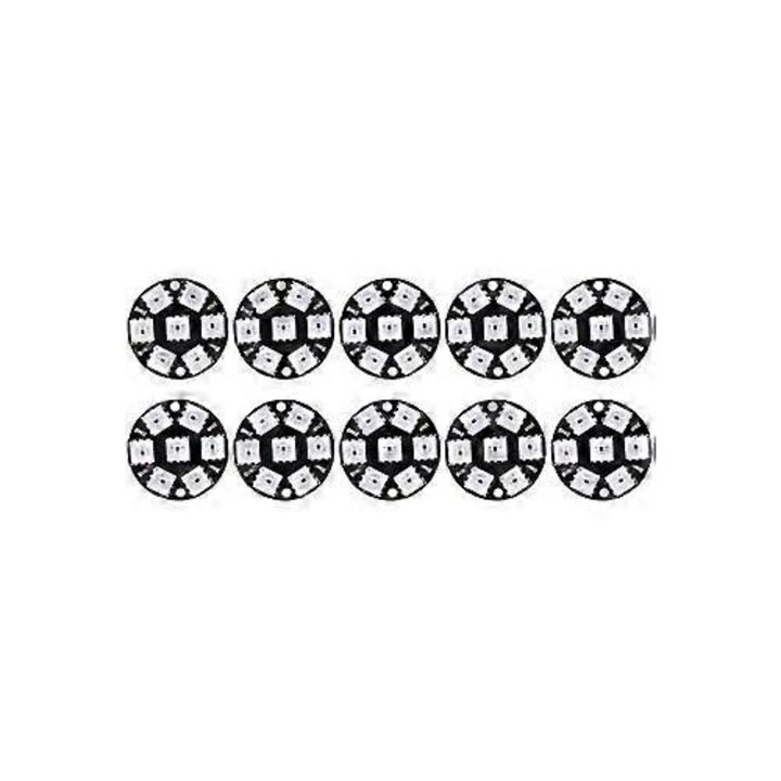 Set 10 Piese Placa LED, 7 Bit WS2812, RGB, Rotund
