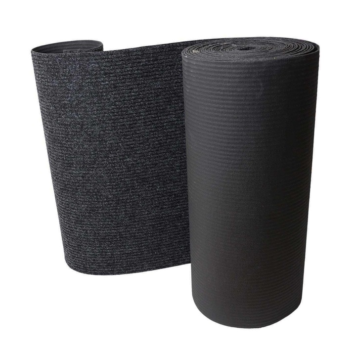 Covor, elSimone, 10 x 100 cm, Negru, Fabricat Din Polipropilena, Compatibil Cu Incalzirea Prin Pardoseala, Durabil, Antiderapant, Usor De Intretinut Si Curatat