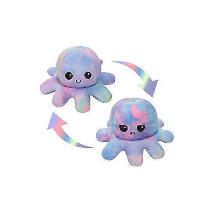 Jucarie de plus Octopus reversibil, multicolor, 20-50cm, set