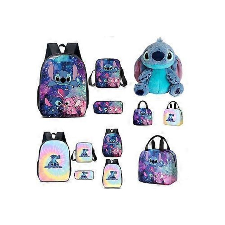 Ghiozdan Lilo & Stitch, set trei piese, multicolor