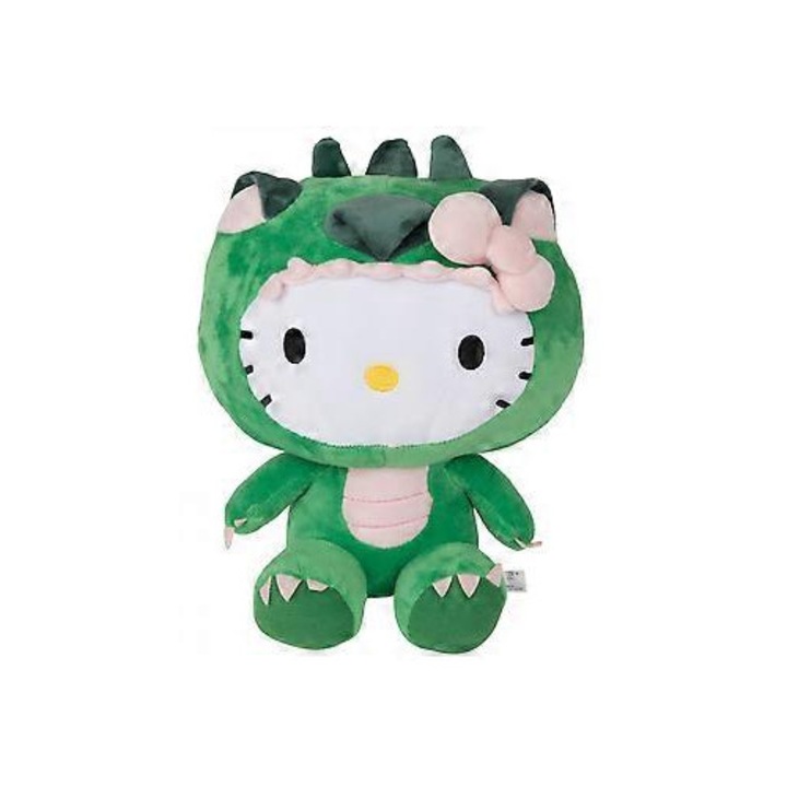 Плюшена фигурка Hello Kitty с костюм на динозавър, 30 см