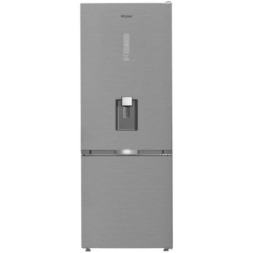 Combina Frigorifica Whirlpool WHK2 6493W X5E, Vol net total 490 (Frigider 340 + Congelator 150), Clasa energetica D, inaltime192.0 , Culoare Inox perlat, Display pe usa, dispenser