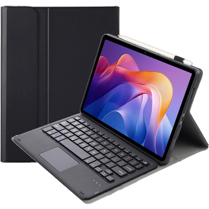 Husa cu tastatura Bluetooth si touchpad, XGSM, pentru Xiaomi Redmi Pad 2, negru, design elegant, functie suport