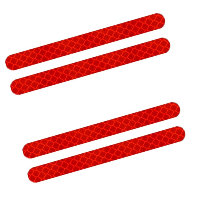 4 db fényvisszaverő ragasztócsík táskákhoz, piros, biztonsági kíséret, rugalmas illeszkedés, kopásálló és tartós, tartós, veszteségmentes, könnyű telepítés, többforgatókönyves adaptáció, könnyű, könnyen tisztítható