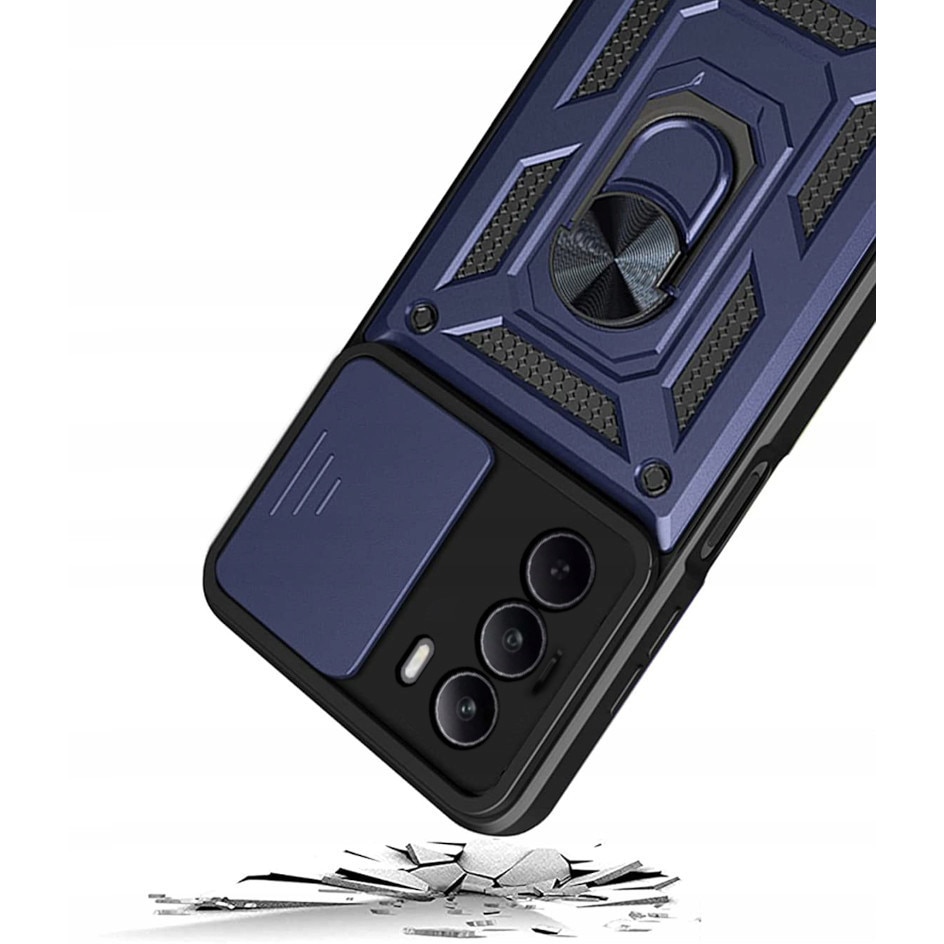 Etui pancerne XGSM pentru Realme C71, CamShield Slide, albastru, cu suport integrat si maner magnetic